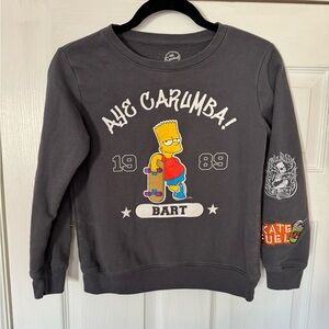 Kids Charcoal Bart Simpson Graphic Crewneck Sweatshirt